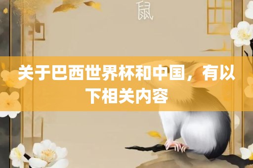 关于巴西世界杯和中国，有以下相关内容
