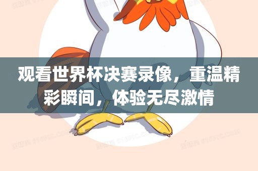 观看世界杯决赛录像，重温精彩瞬间，体验无尽激情衡水勇创橡塑制品有限公司