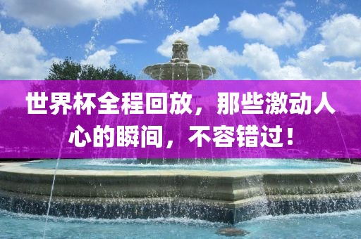 世界杯全程回放，那些激动人心的瞬间，不容错过！