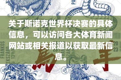 关于斯诺克世界杯决赛的具体信息，可以访问各大体育新闻网站或相关报道以获取最新信息。