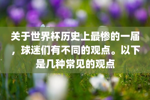 关于世界杯历史上最惨的一届，球迷们有不同的观点。以下是几种常见的观点
