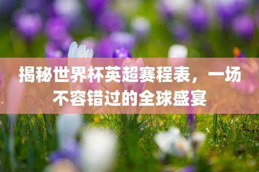 揭秘世界杯英超赛程表，一场不容错过的全球盛宴