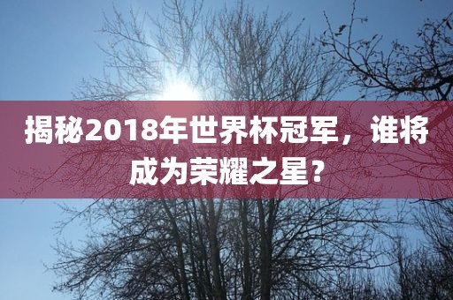 揭秘2018年世界杯冠军，谁将成为荣耀之星？衡水勇创橡塑制品有限公司