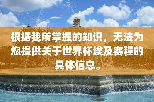 根据我所掌握的知识，无法为您提供关于世界杯埃及赛程的具体信息。