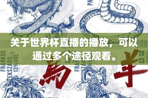 关于世界杯直播的播放，可以通过多个途径观看。