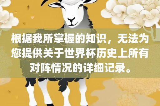 根据我所掌握的知识，无法为您提供关于世界杯历史上所有对阵情况的详细记录。
